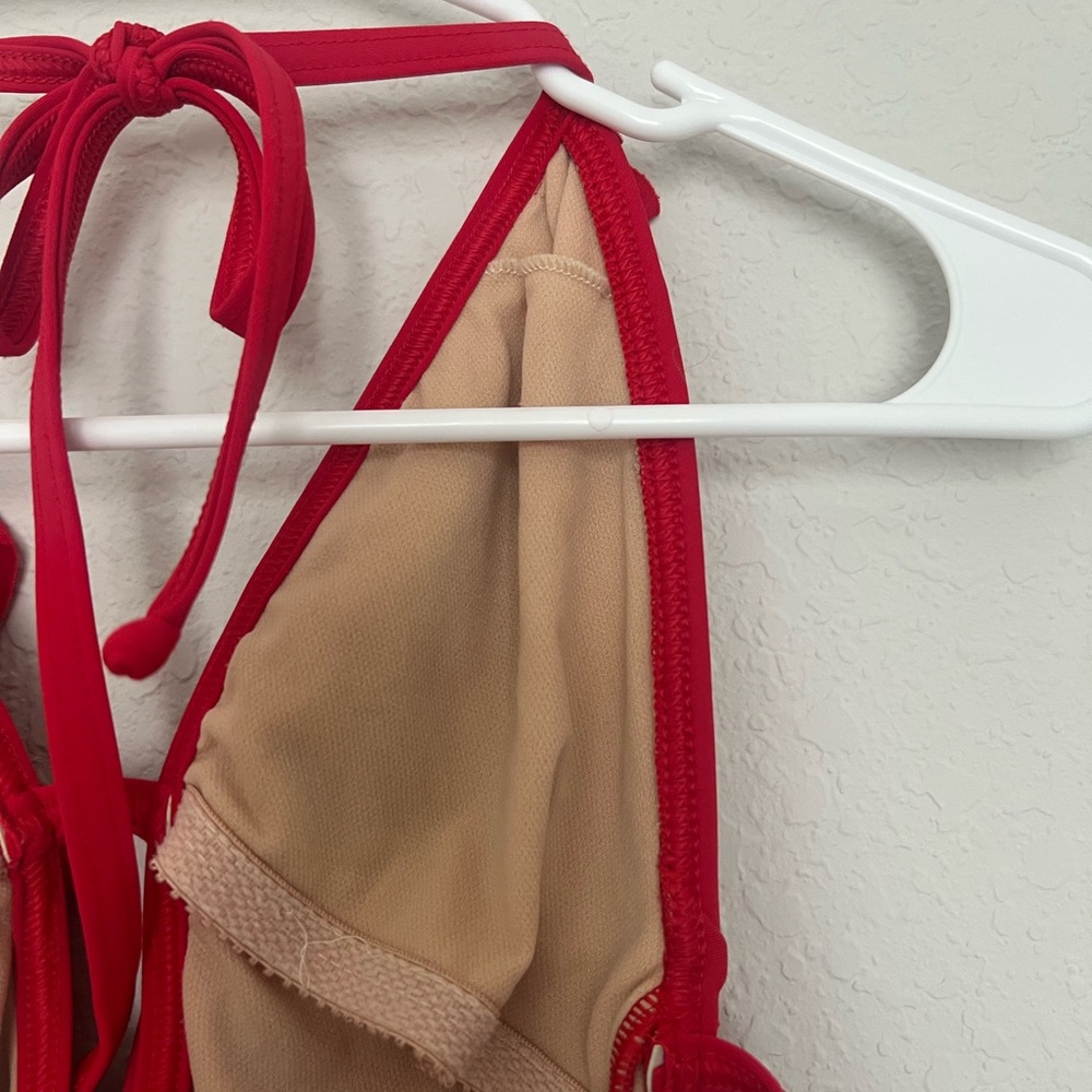 ๐ Red Ruffle Deep V One Piece Swimsuit - Picture 5 of 5